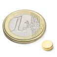 S-06-02-G Disc magnet Ø 6 mm, height 2 mm, holds approx. 740 g, neodymium, N45, gold-plated