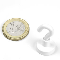 FTNW-16, Hook magnet white Ø 16,3 mm, powder-coated, thread M4