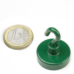 FTNG-25, Hook magnet green Ø 25,3 mm, powder-coated, thread M4