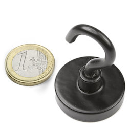 FTNB-32, Hook magnet black Ø 32,3 mm, powder-coated, thread M5