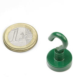 FTNG-16, Hook magnet green Ø 16,3 mm, powder-coated, thread M4
