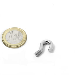 STH-5.5, screw hook 5,5 mm inner diameter, steel, nickel-coated, thread M4