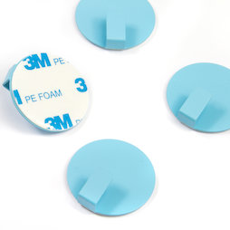 SALE-115, Metal hooks self-adhesive, round, blue, set of 4, not magnets!