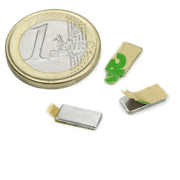 Q-10-05-01-STIC, Block magnet (self-adhesive) 10 x 5 x 1 mm, neodymium, N35, nickel-plated