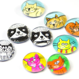 LIV-121, Cats, handmade fridge magnets, set of 3