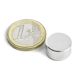 S-15-08-N, Disc magnet Ø 15 mm, height 8 mm, neodymium, N42, nickel-plated
