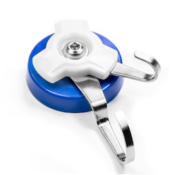 M-90, Magnetic hook with rotating double hook, plasticised, extra strong, Adhesive force approx. 18 kg